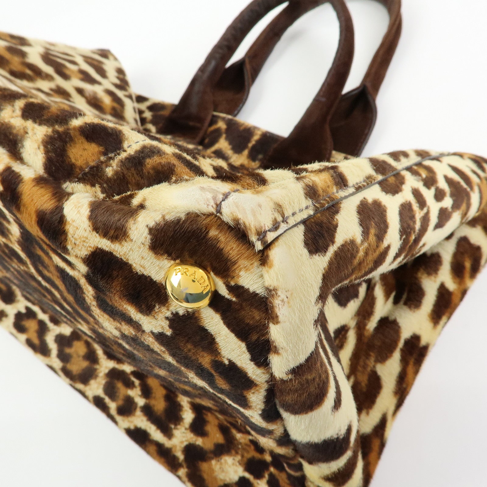 PRADA Triangle Logo Unborn Calf Canapa  2Way Tote Hand Bag BN1877