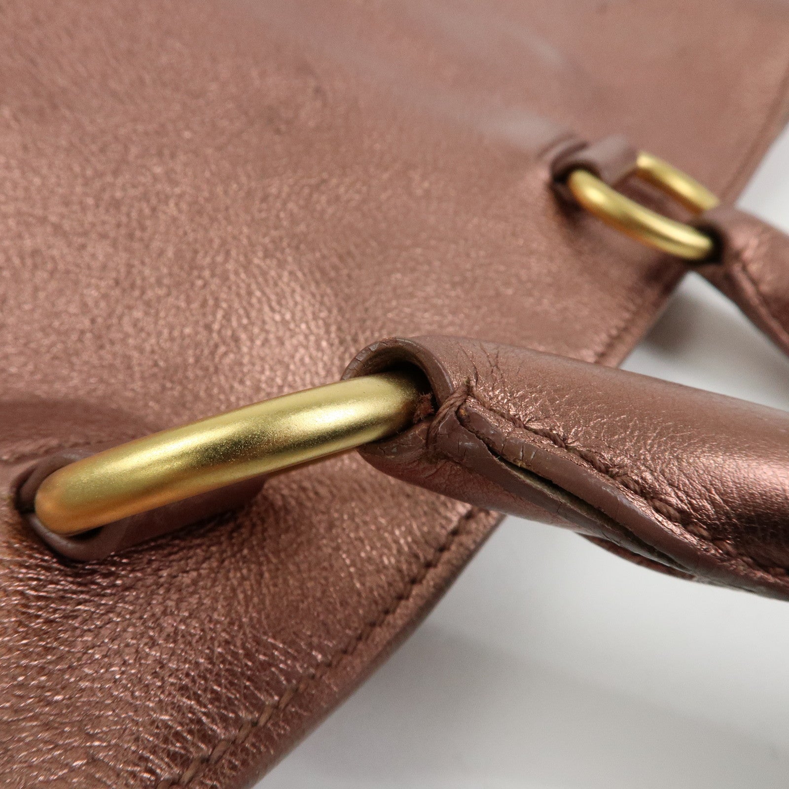 PRADA Vitello Daino Leather 2Way Tote Shoulder Bag Metallic Pink BN1713