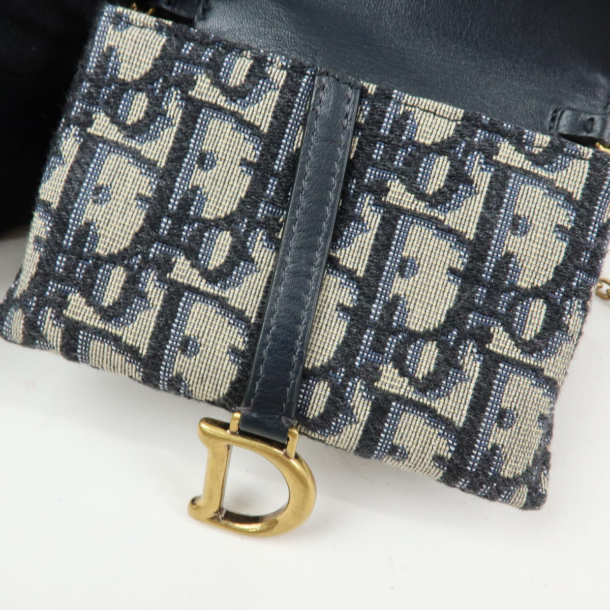 Christian Dior Oblique Saddle Jacquard Canvas Chain Shoulder Pouch