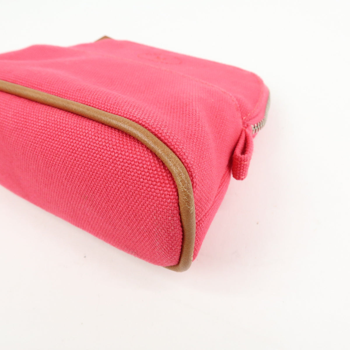 HERMES Bolide Mini Mini 16 Canvas Leather Pouch Pink Brown