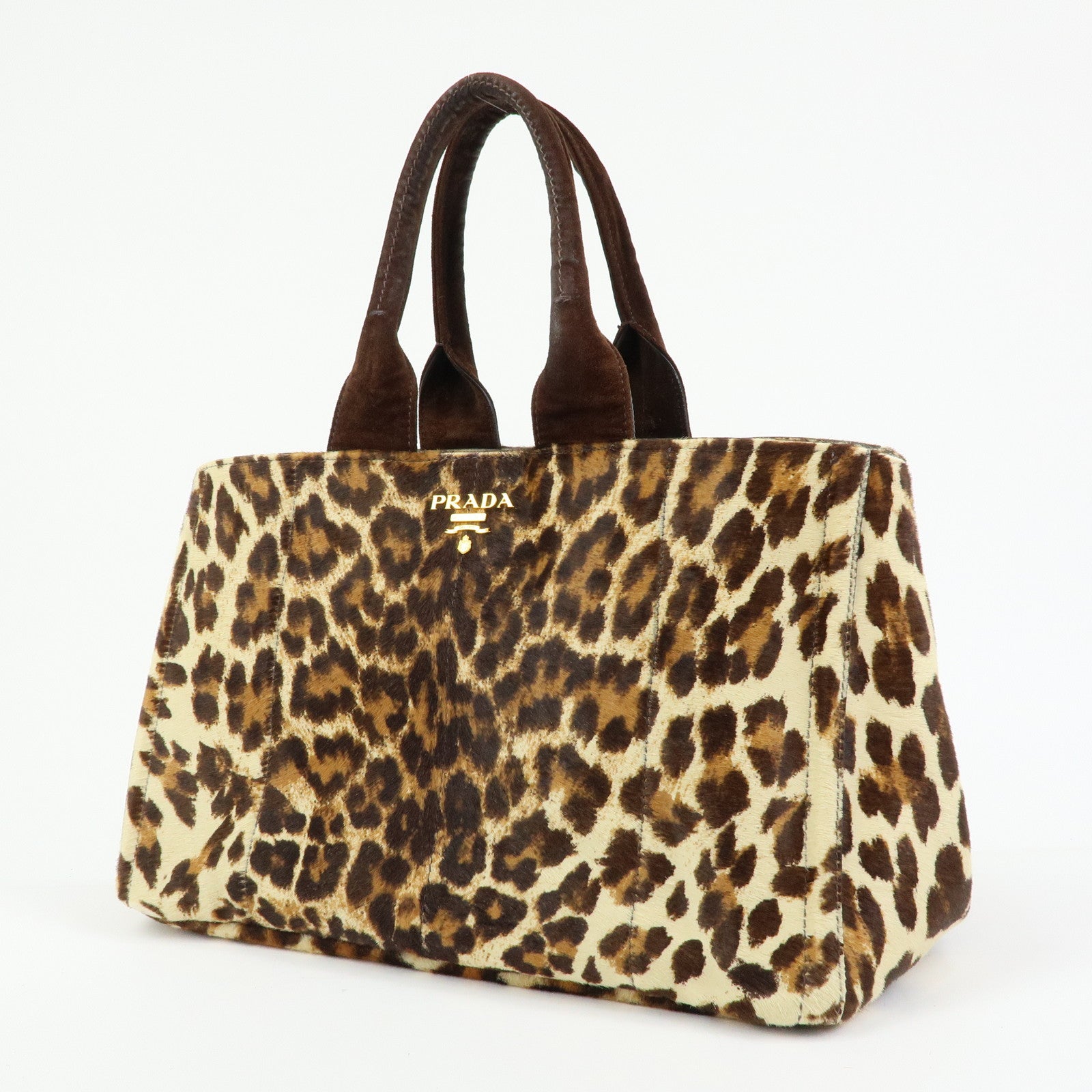 PRADA Triangle Logo Unborn Calf Canapa  2Way Tote Hand Bag BN1877