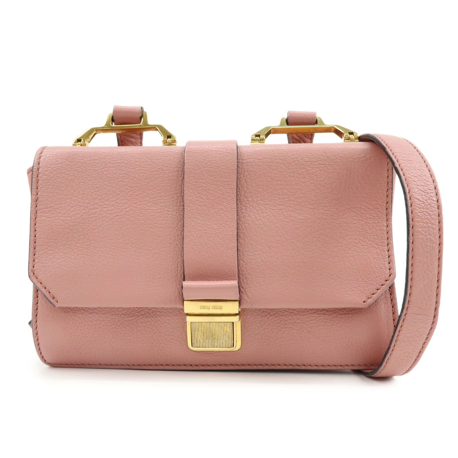 MIU MIU Madras Leather 2Way Bag Hand Bag Shoulder Bag Pink 5BH609