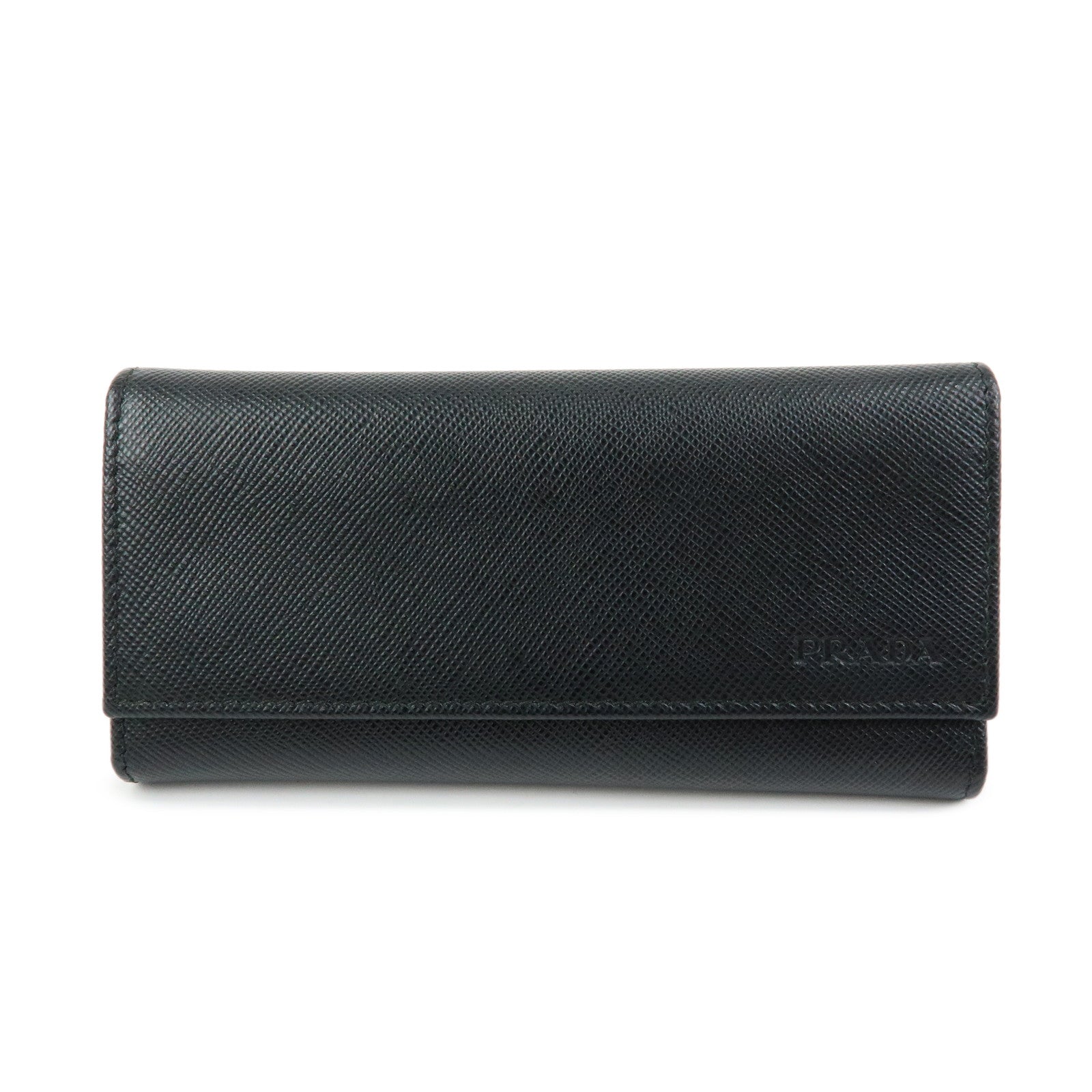 PRADA Saffiano Leather 6 Rings Key Case Key Holder Black