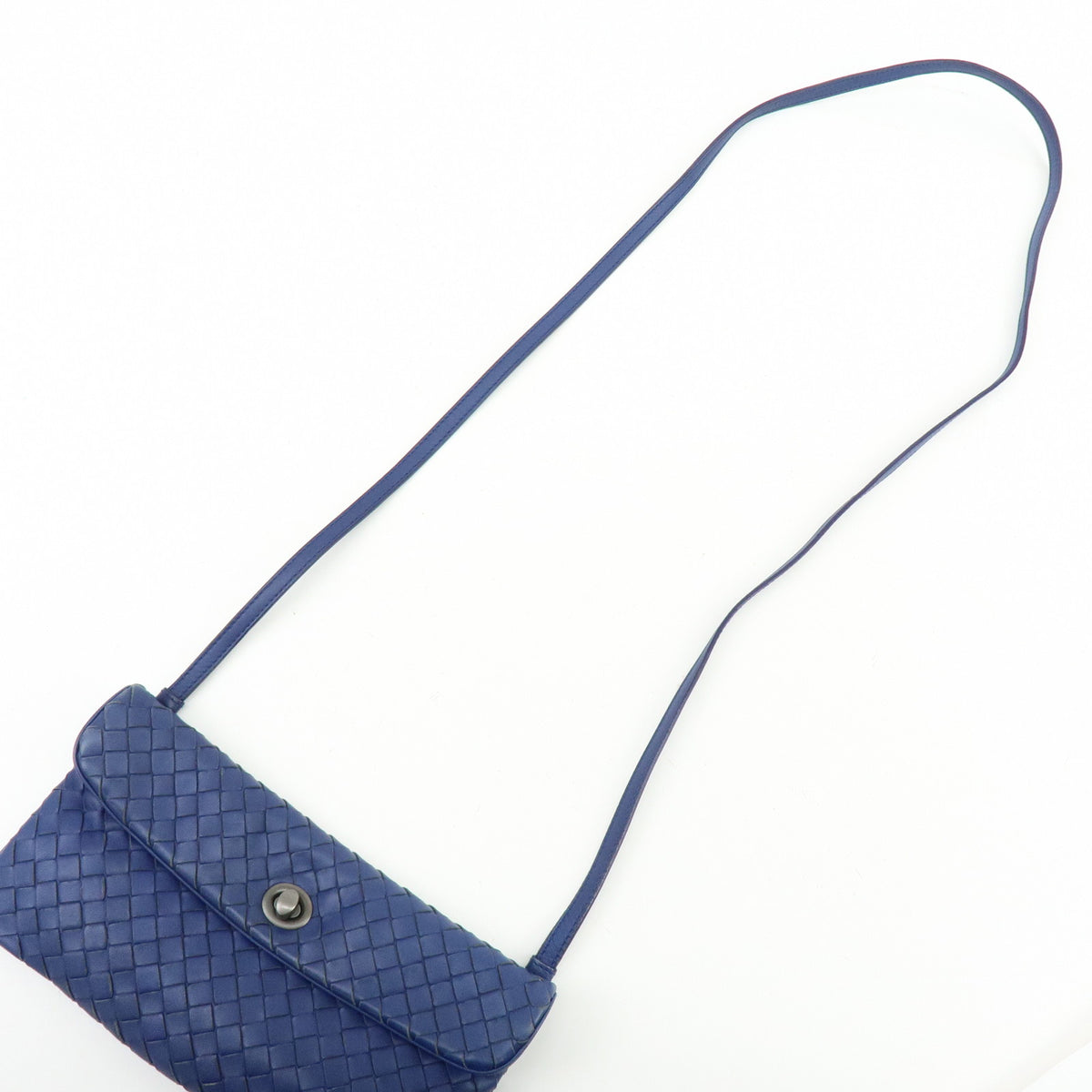 BOTTEGA VENETA Intrecciato Leather Shoulder Bag Crossbody Bag Blue