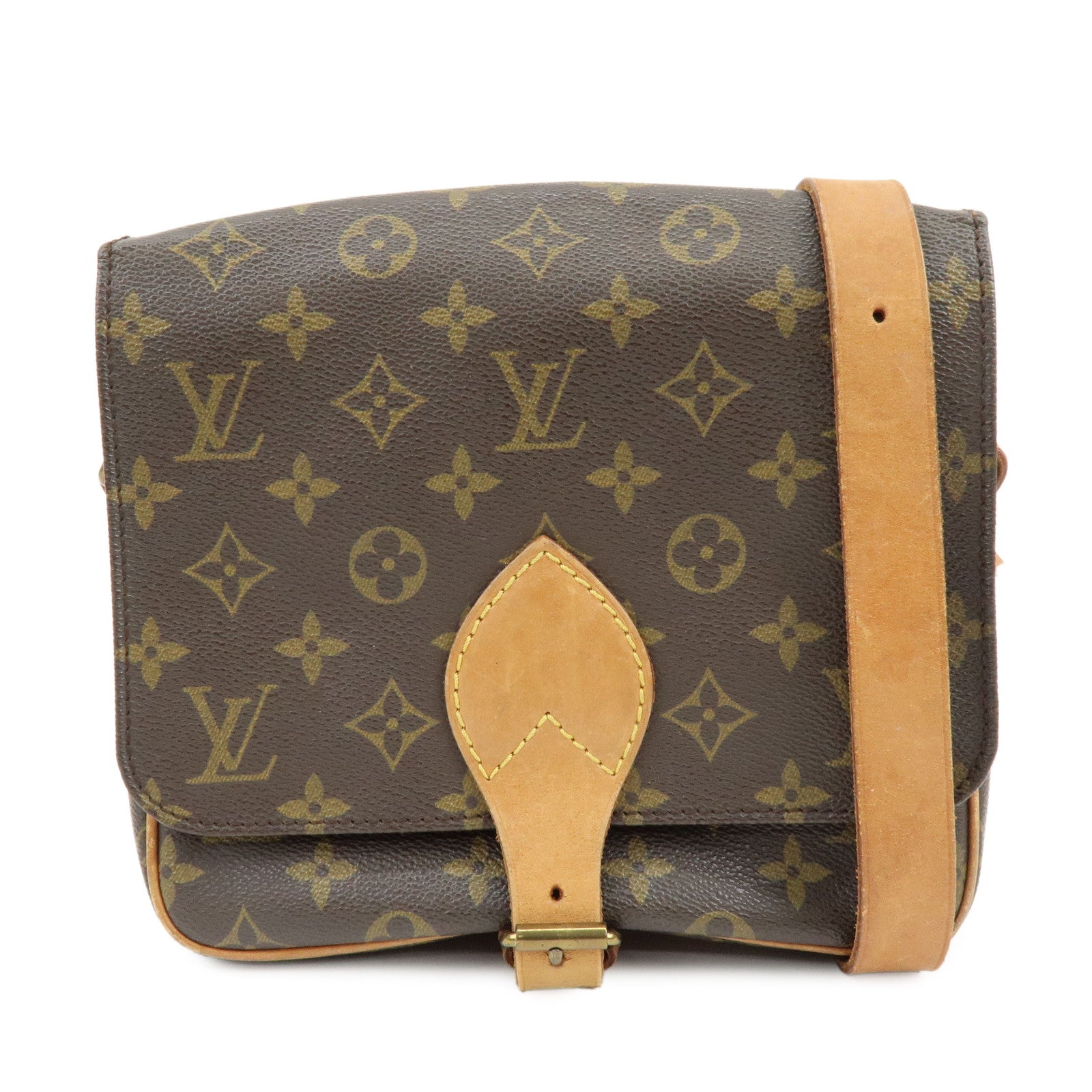 Louis Vuitton Monogram Cartouchiere MM Shoulder Bag Brown M51253