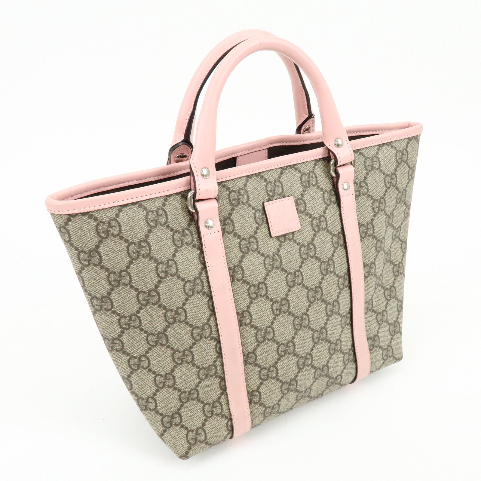 GUCCI Children's GG Supreme Leather Tote Bag Hand Bag Beige Pink 297557