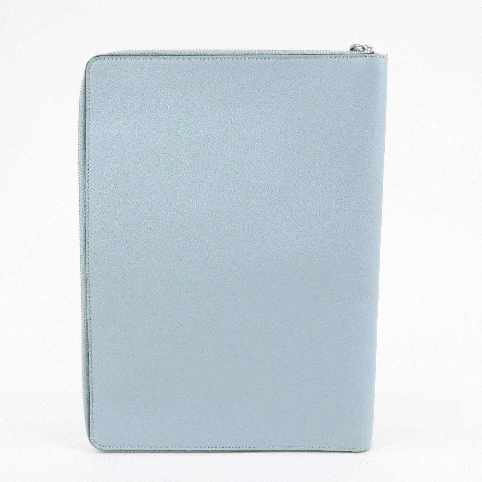 FENDI Leather Clutch Bag Document Case Flat Pouch Light Blue 7N0167