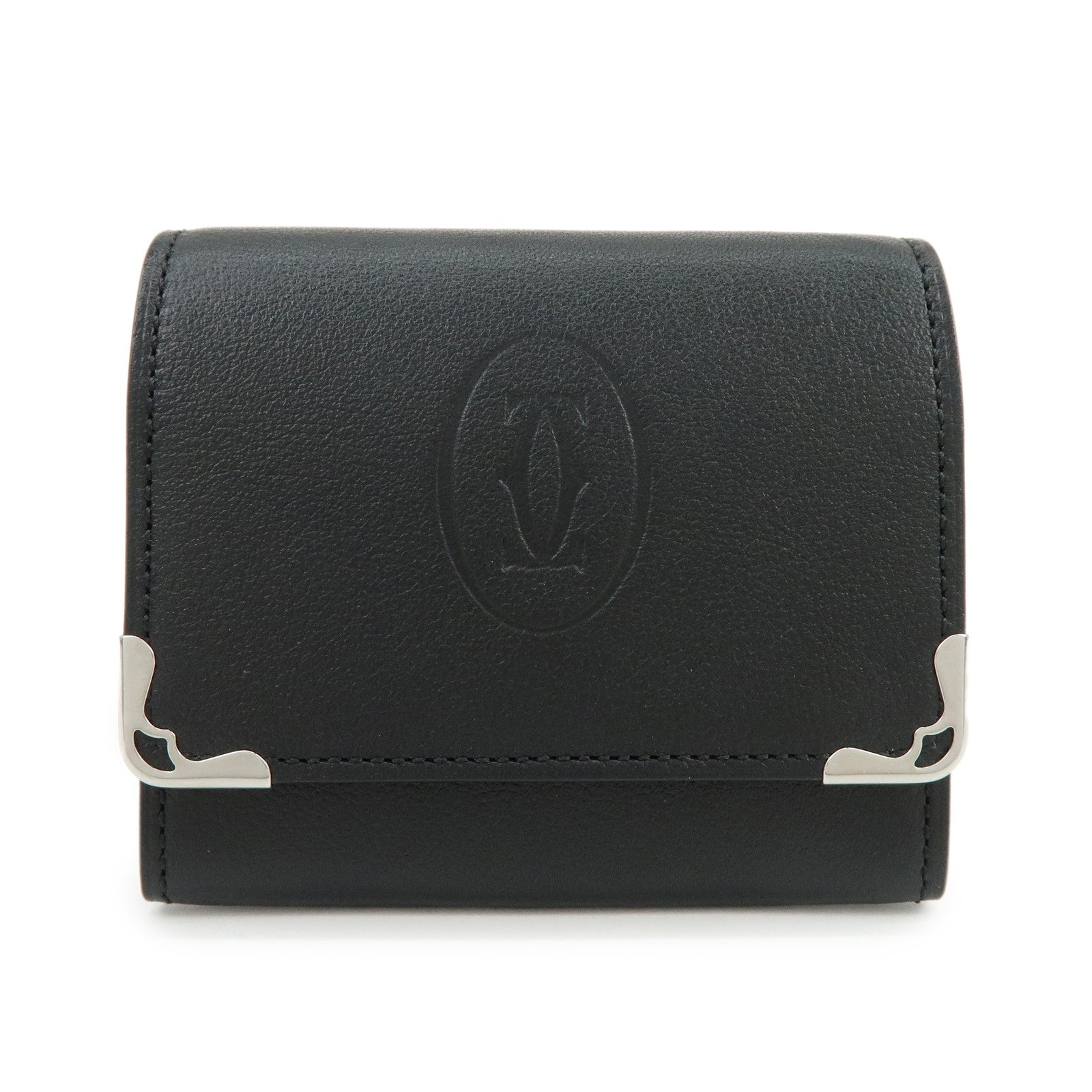 Cartier Must De Cartier Leather Coin Case Coin Purse Black