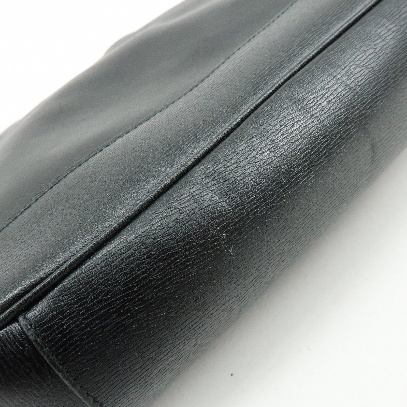 GUCCI Bamboo Leathe Hand Bag Shoulder Bag Black 001・4095
