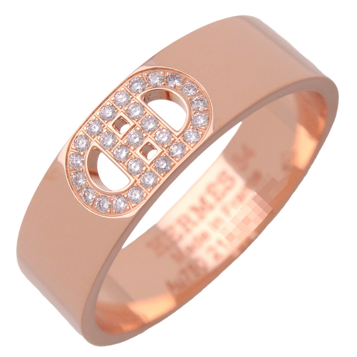 HERMES H Dunkle PM Diamond Ring K18 750PG Rose Gold #54 US7