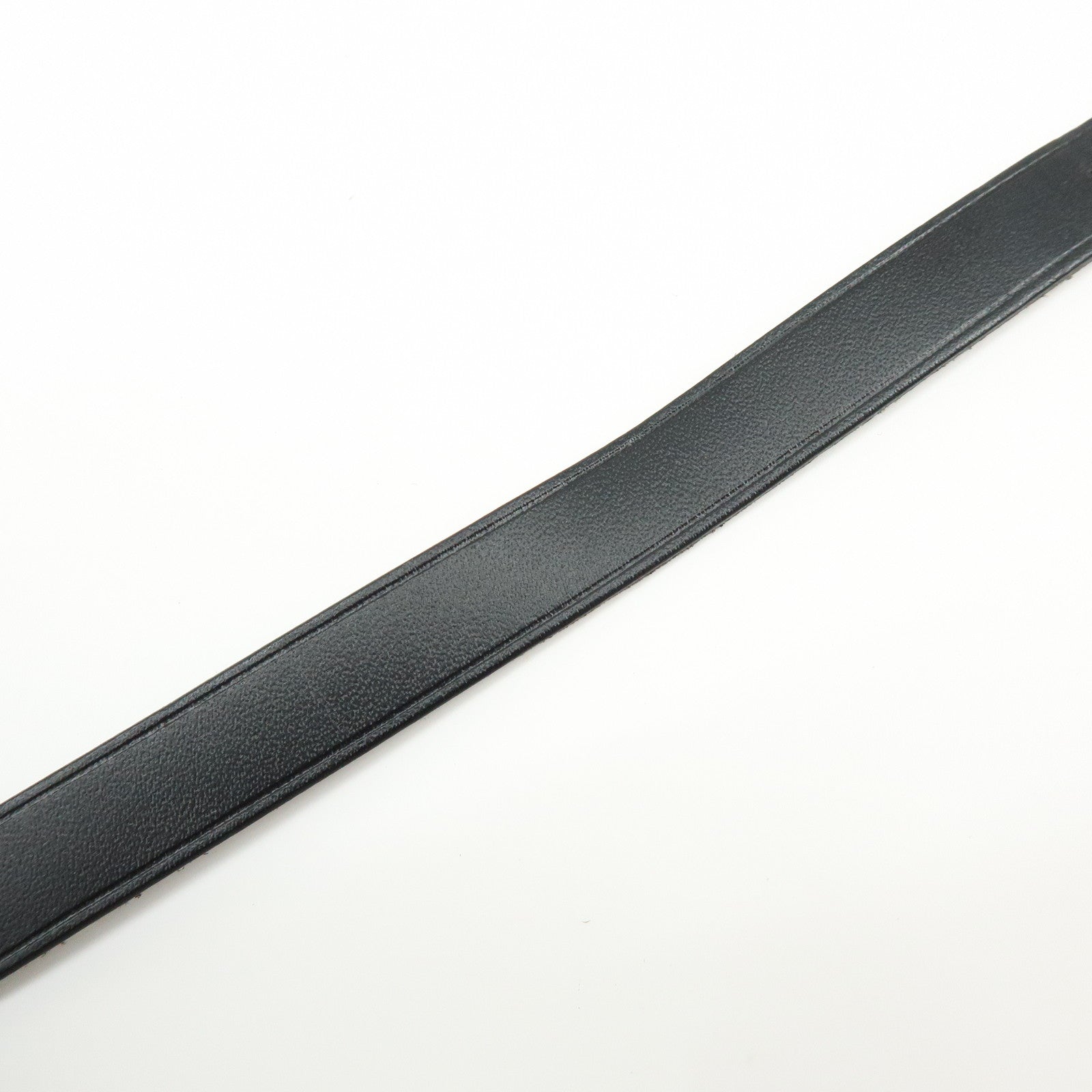 HERMES Api 2 Leather Bracelet Bangle Black □C Stamped Black Silver