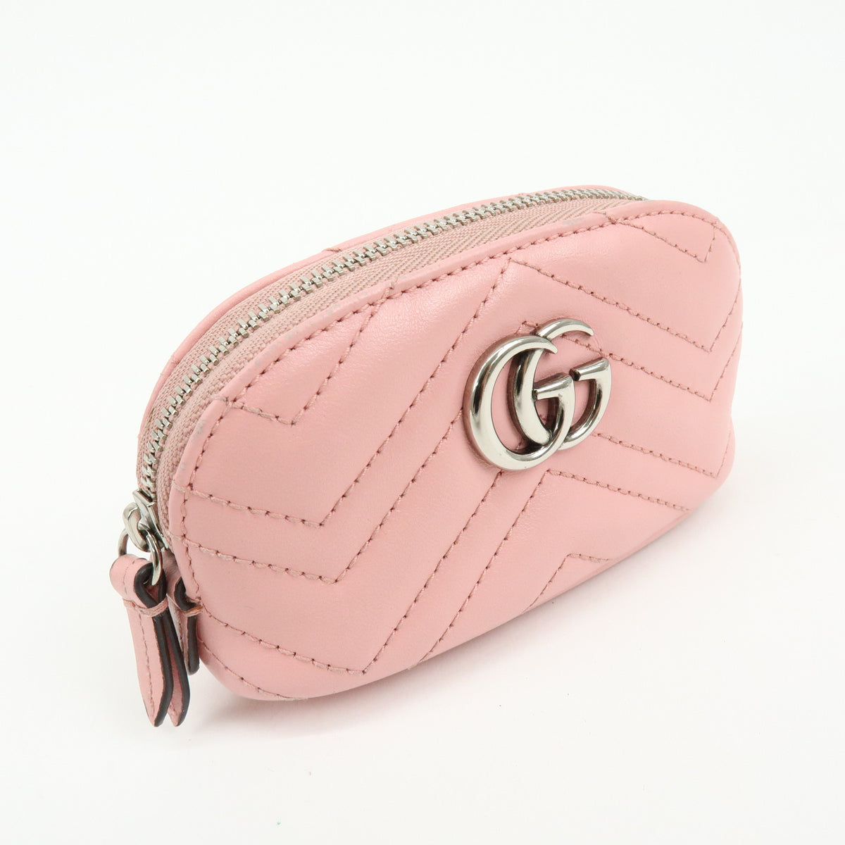 GUCCI GG Marmont Double G Leather Cosmetic Case Key Pouch Pink 625691