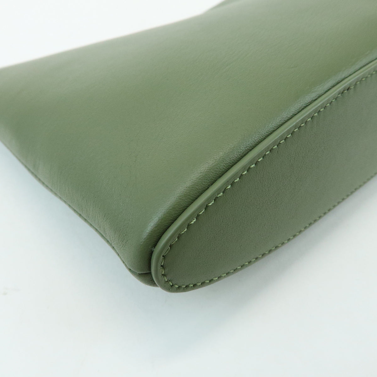 LOEWE Oblong Pouch Leather Clutch Bag Green