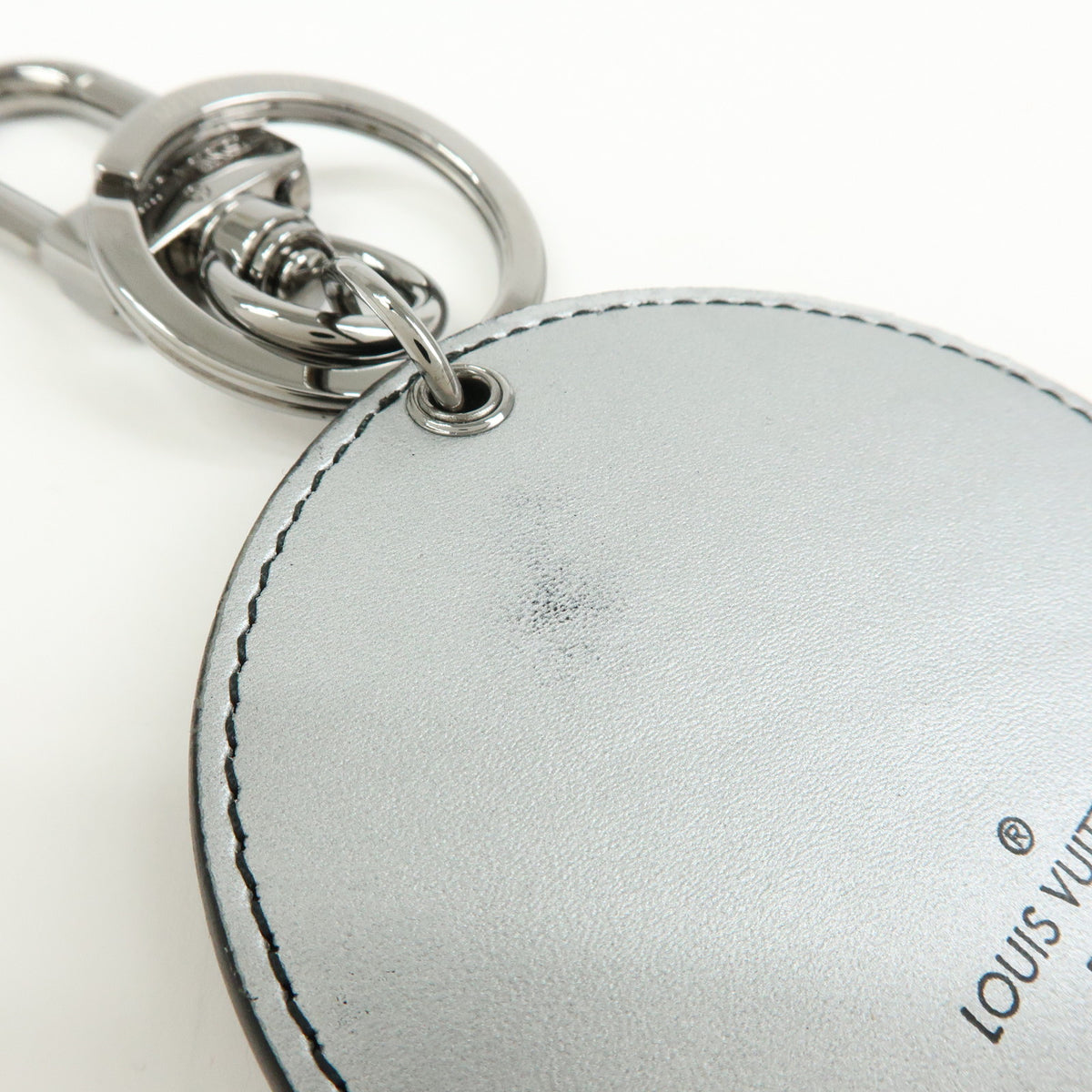 Louis Vuitton Monogram Split Porte Cles Canvas Key Charm Silver MP1985