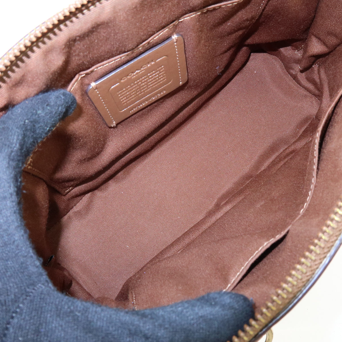 COACH Lot of 2 Signature Canvas Leather Hand Bag Beige Brown
