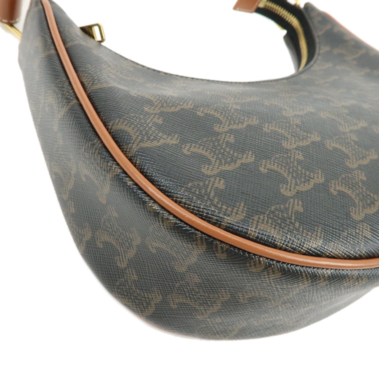 CELINE AVA PVC Leather Shoulder Bag Hand Bag Black Brown