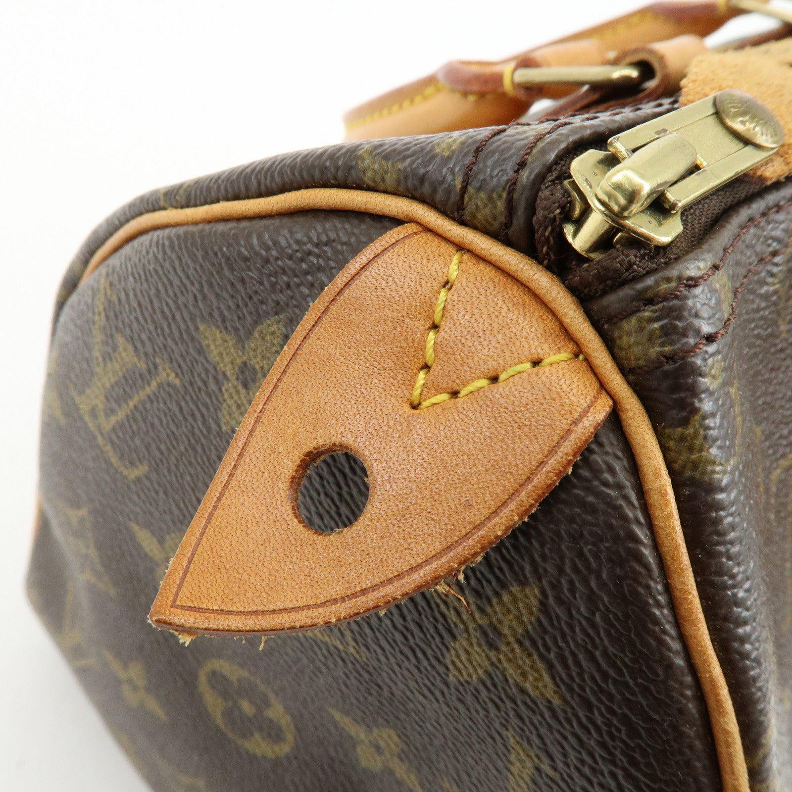 Louis Vuitton Monogram Speedy 25 Canvas Leather Boston Bag Brown M41528