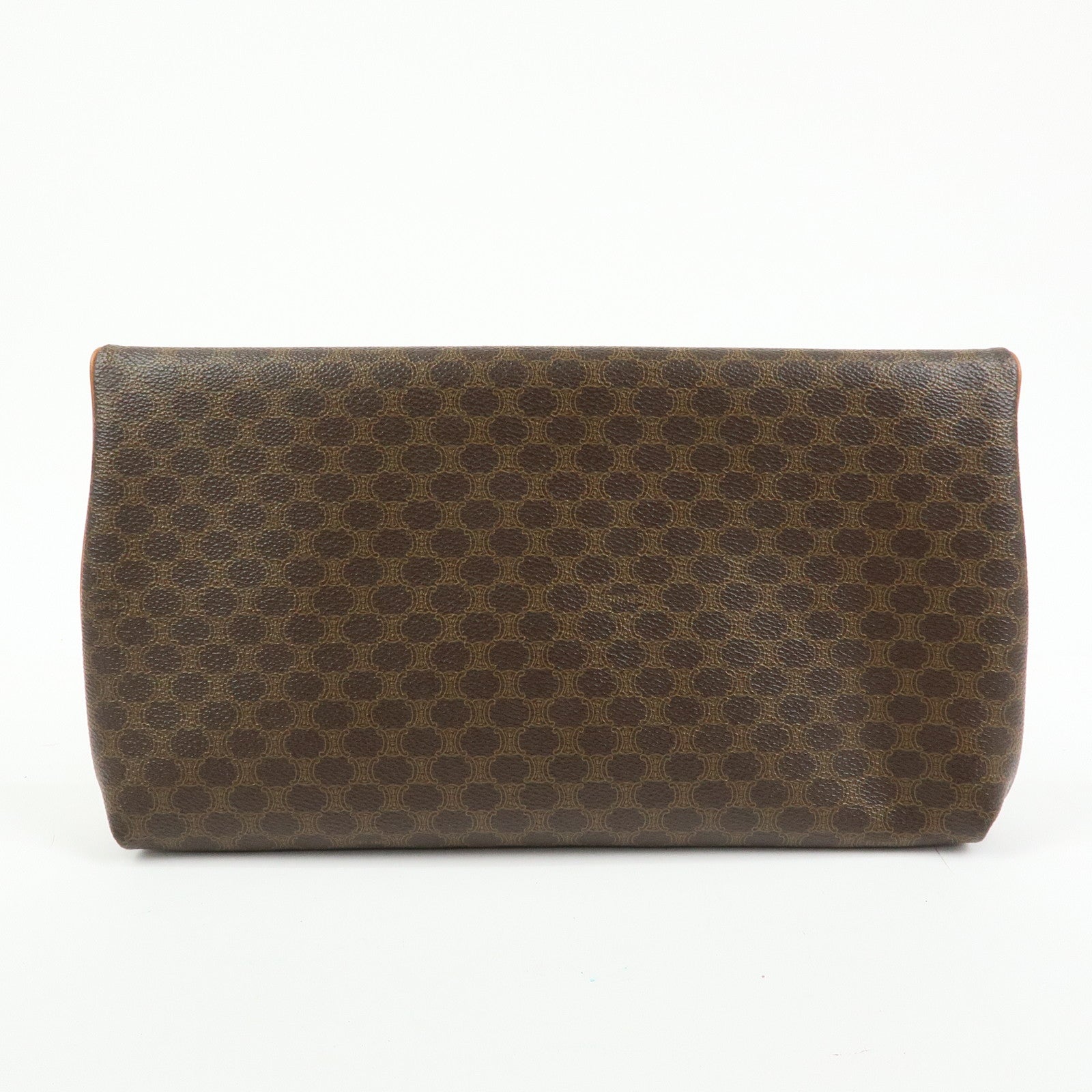CELINE Macadam Leather Flap Clutch Bag Brown