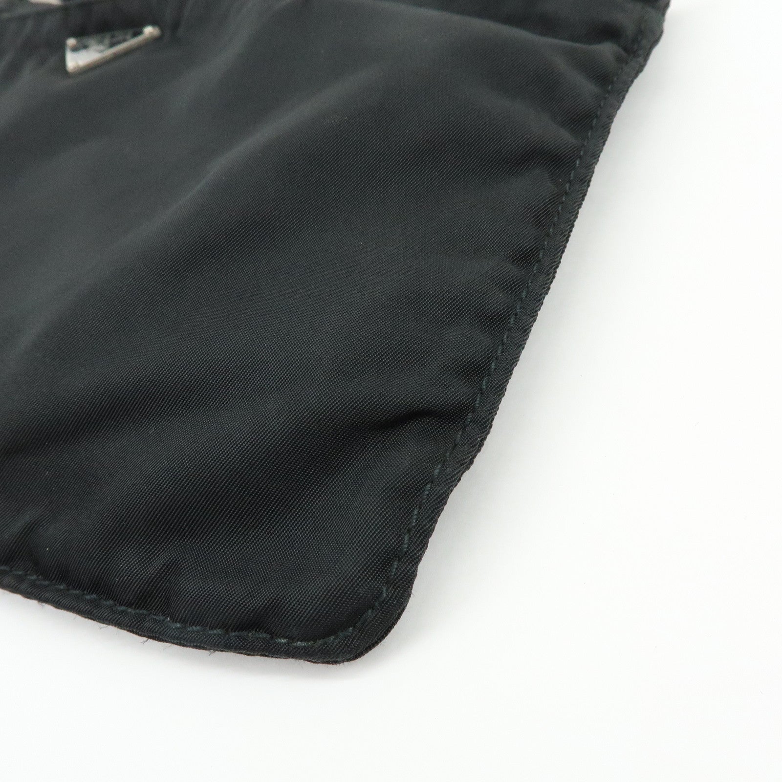 PRADA Triangle Logo Nylon Leather Shoulder Crossbody Bag Black