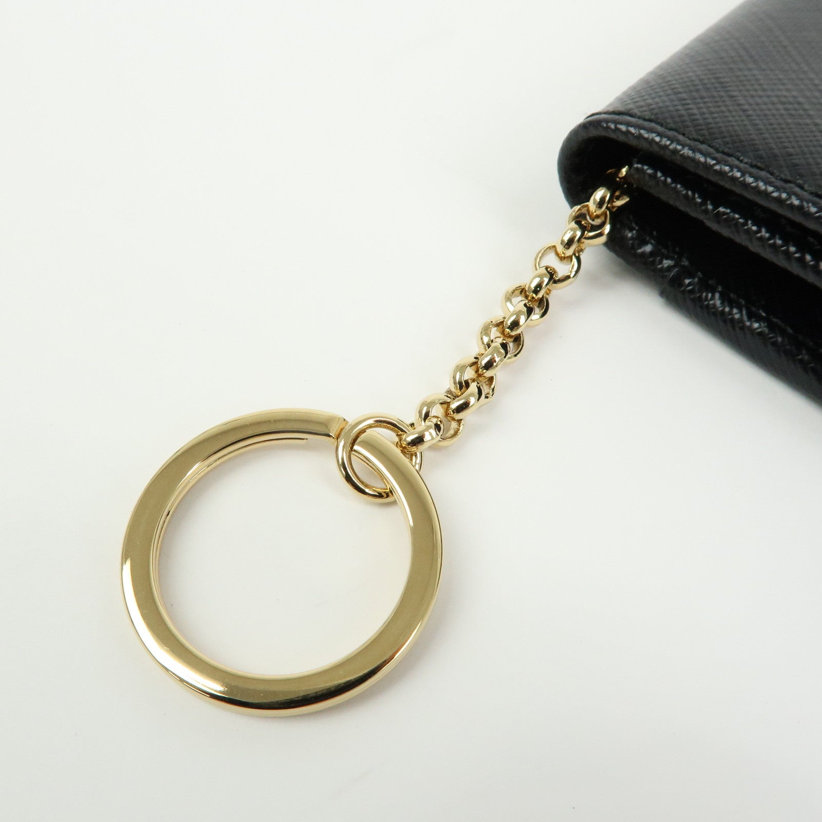 Ferragamo Gancini Embossed Leather Card Case Card Holder Black