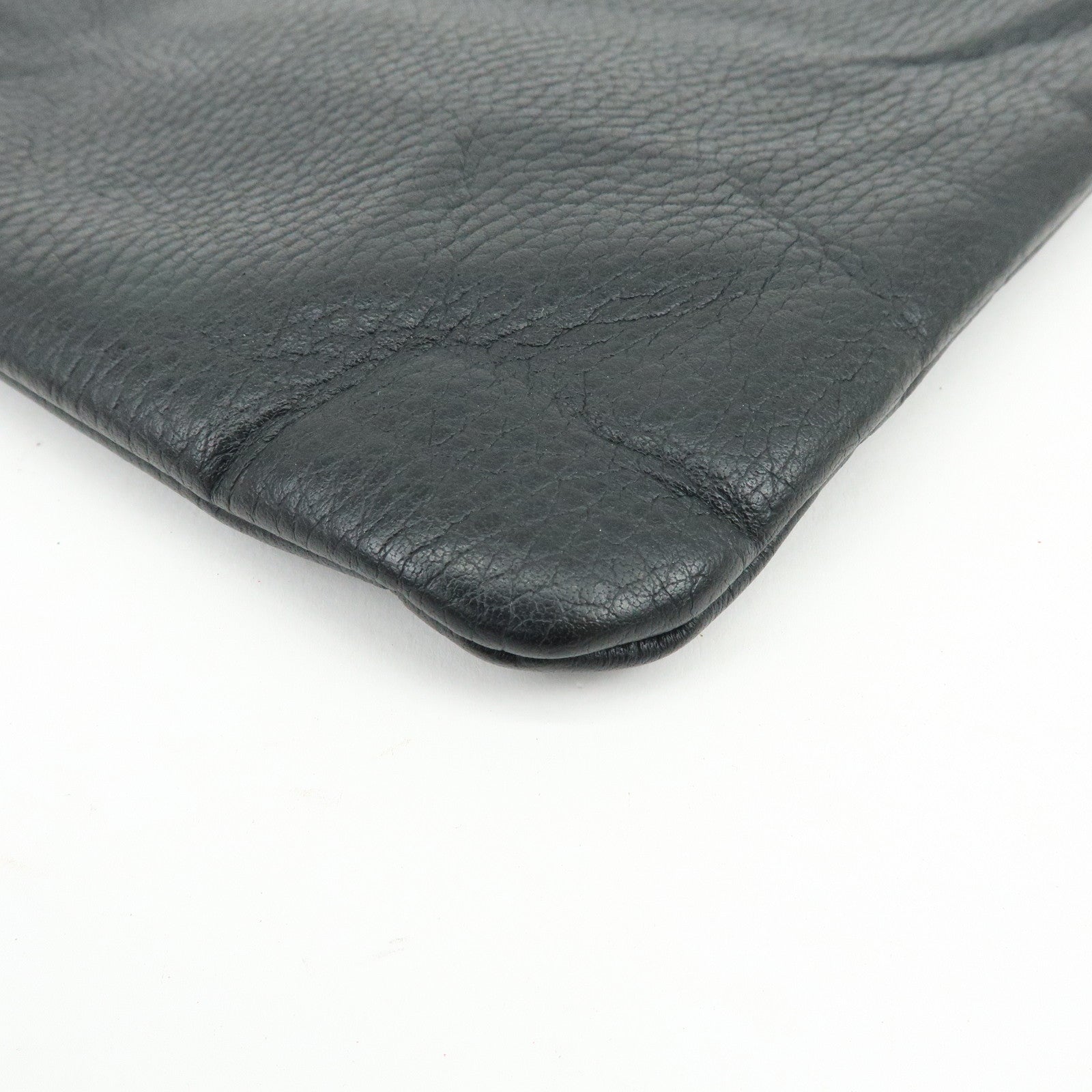 GUCCI Bamboo Leather Clutch Bag Flat Pouch Black 449653