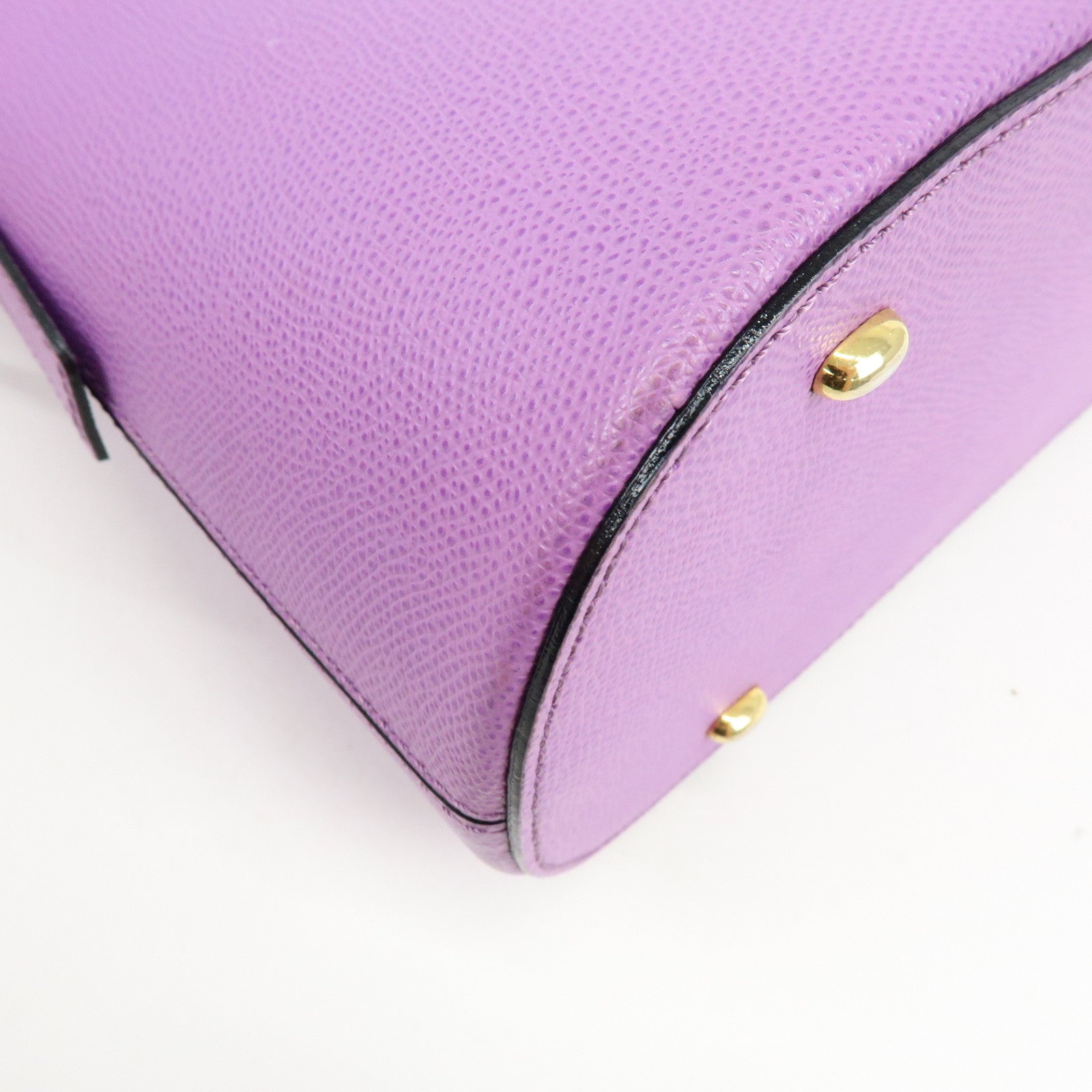 CELINE Leather 2Way Bag Shoulder Hand Bag Purple