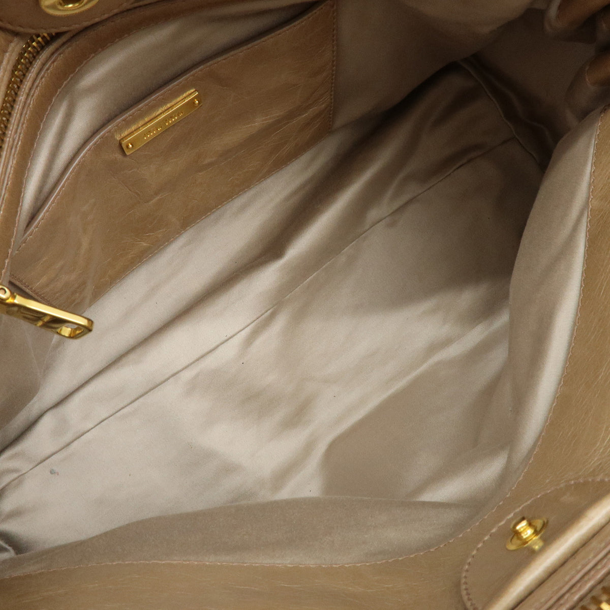 MIU MIU Leather 2Way Bag Hand Bag Shoulder Bag Key Ring Beige RN1127