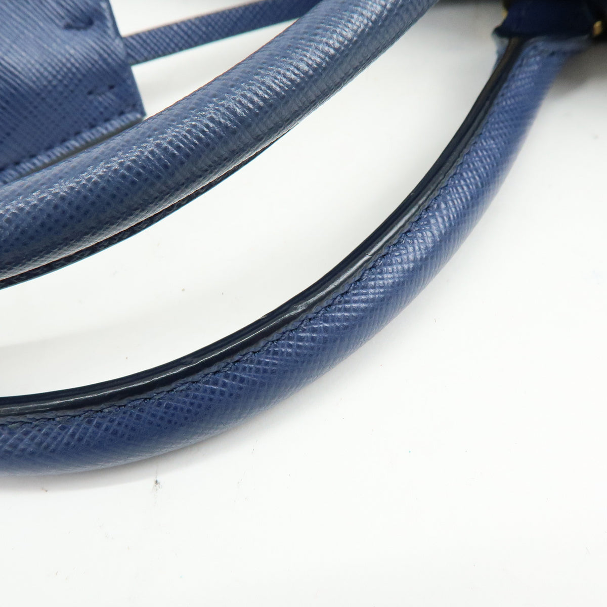 PRADA Galleria Triangle Log Saffiano Leather 2Way Hand Bag Blue BN2274