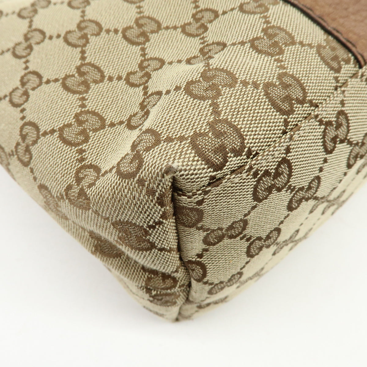GUCCI Bamboo GG Canvas Leather Tote Bag Hand Bag Beige Brown 232947
