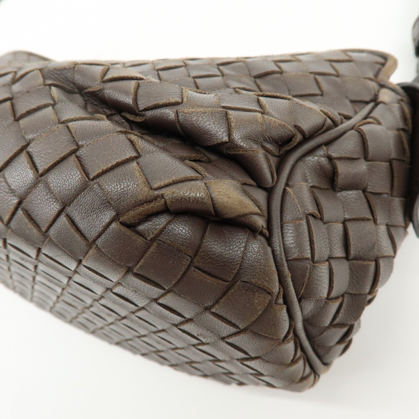 BOTTEGA VENETA Intrecciato Leather Shoulder Bag Crossbody Bag Brown