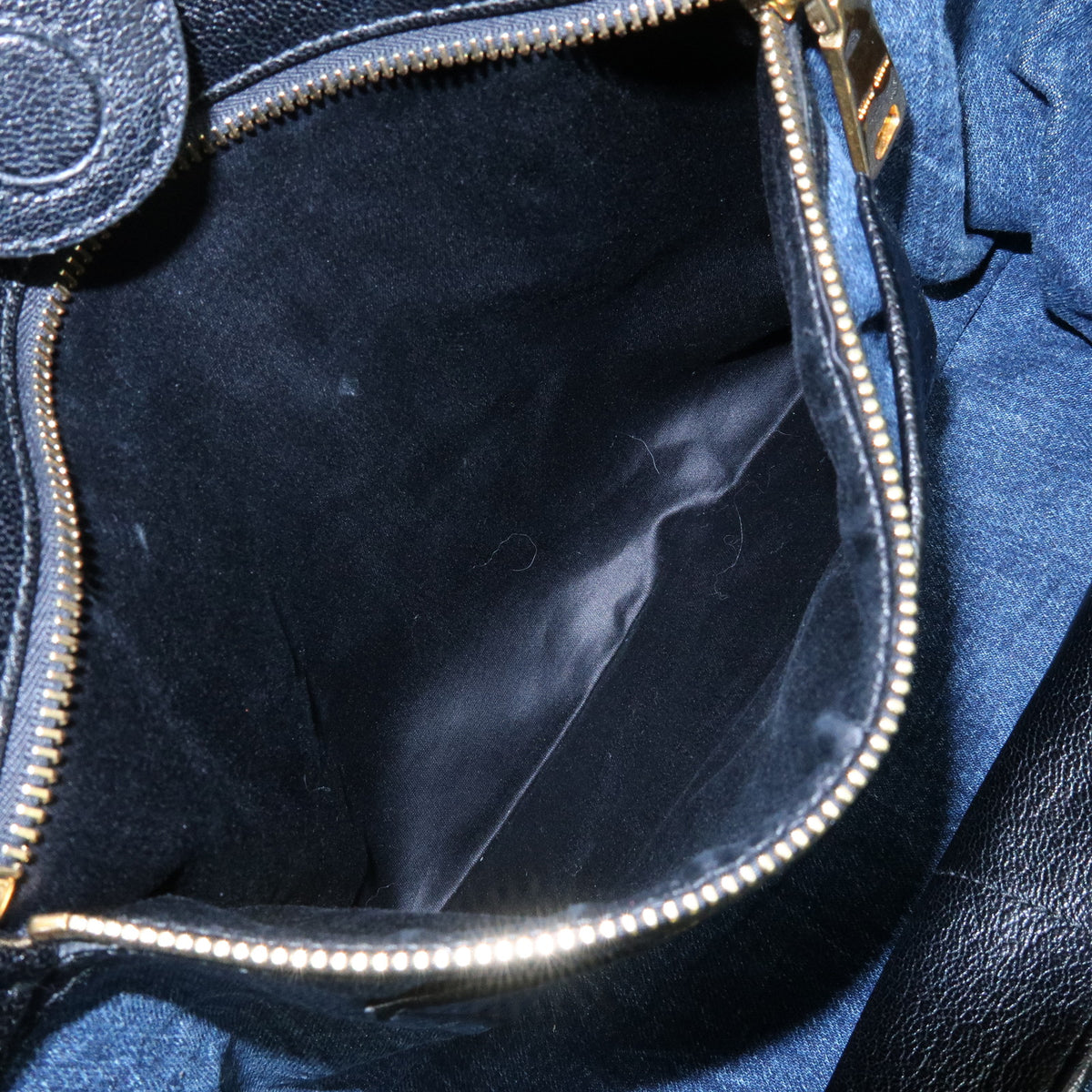 MIU MIU Logo Matelasse Denim Shoulder Bag Tote Bag Blue