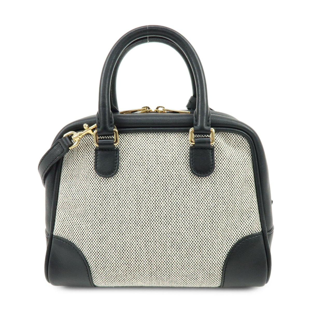 LOEWE Anagram Amazona Small Leather Hand Bag Black Natural