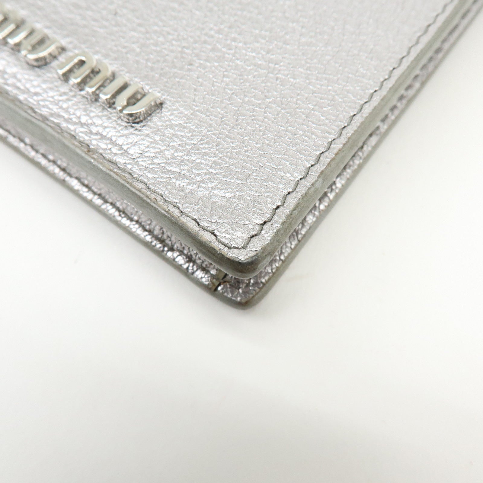 MIU MIU Madras Leather Studs Shoulder Bag Crossbody Phone Pouch Silver