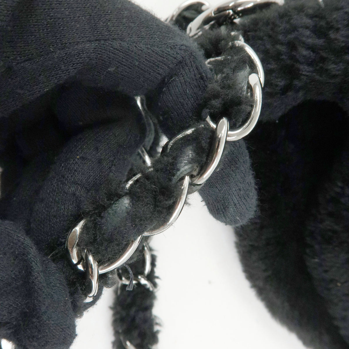 CHANEL Camellia COCO Mark Mouton Suede Chain Shoulder Bag Black
