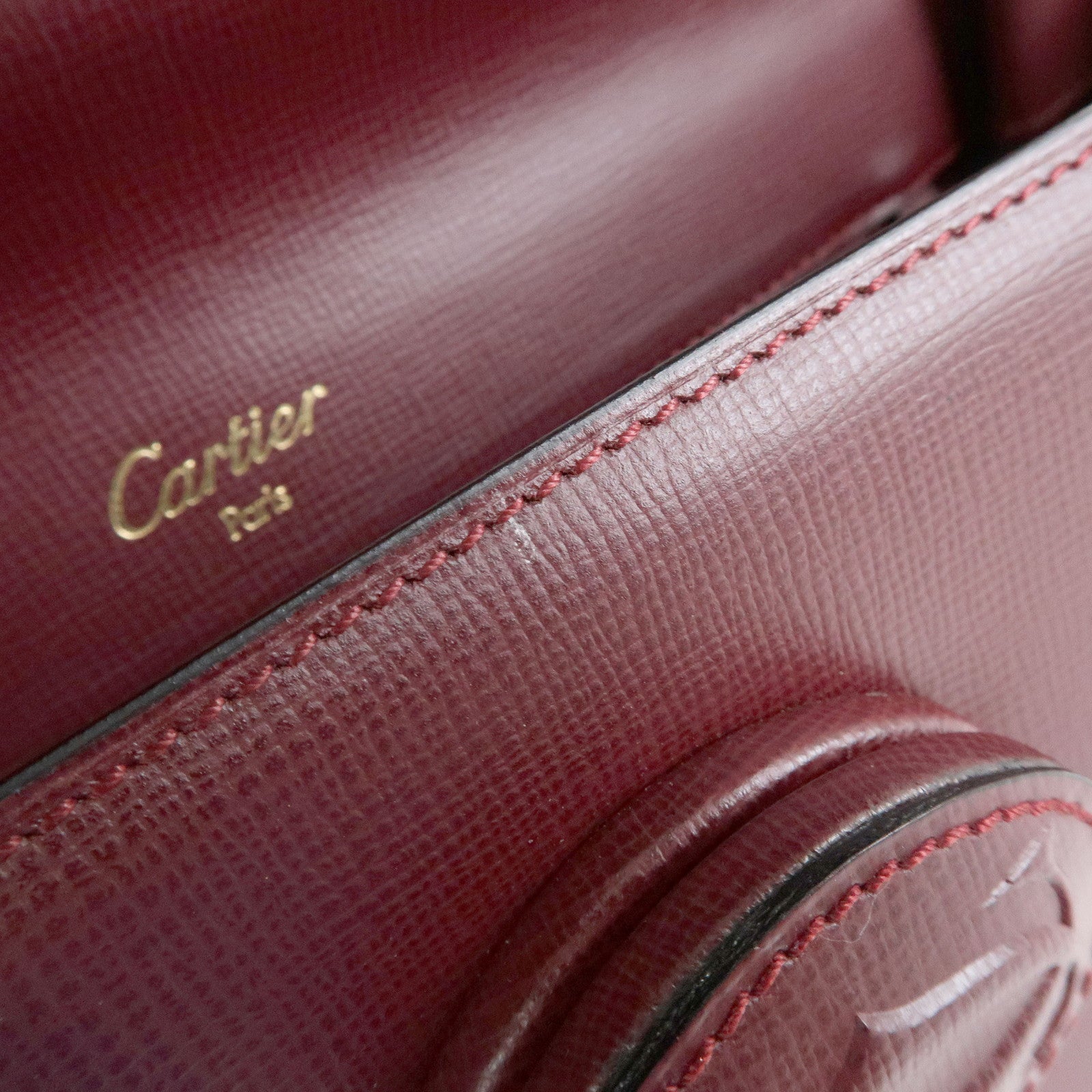 Cartier Must de Cartier Leather Top Handle Hand Bag Bordeaux