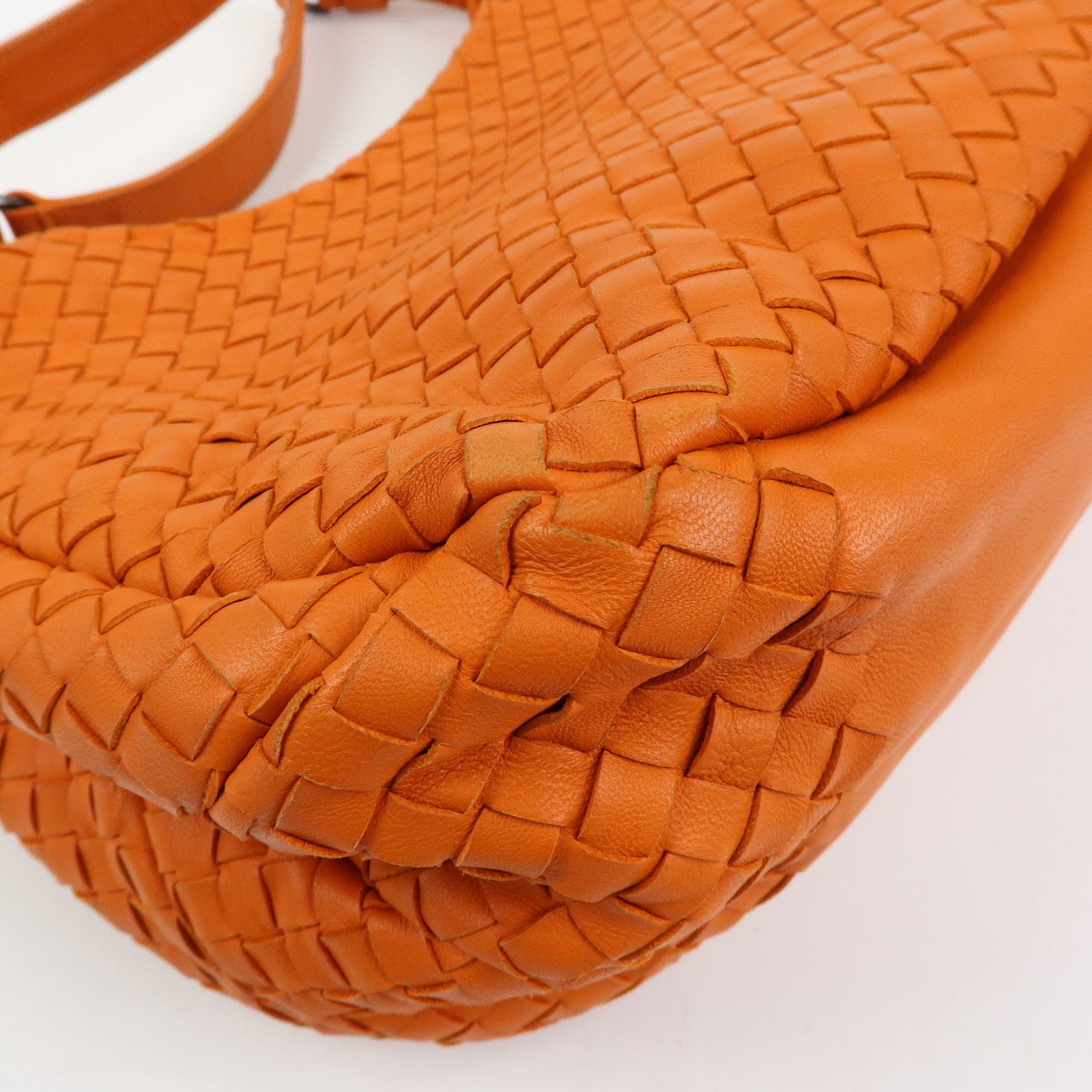 BOTTEGA VENETA Intrecciato Campana Leather Shoulder Bag Orange