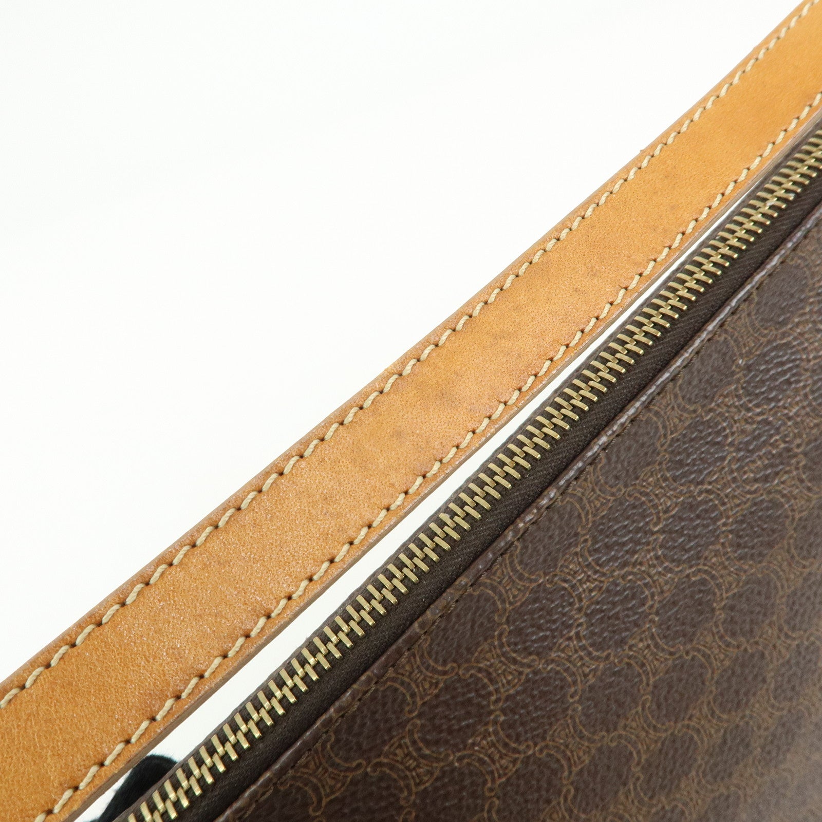 CELINE Macadam Leather Shoulder Bag Brown