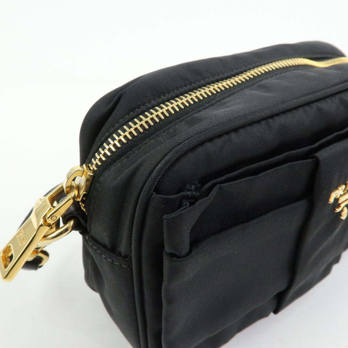 PRADA Nylon Leather Mini Shoulder Bag Crossbody Bag Black