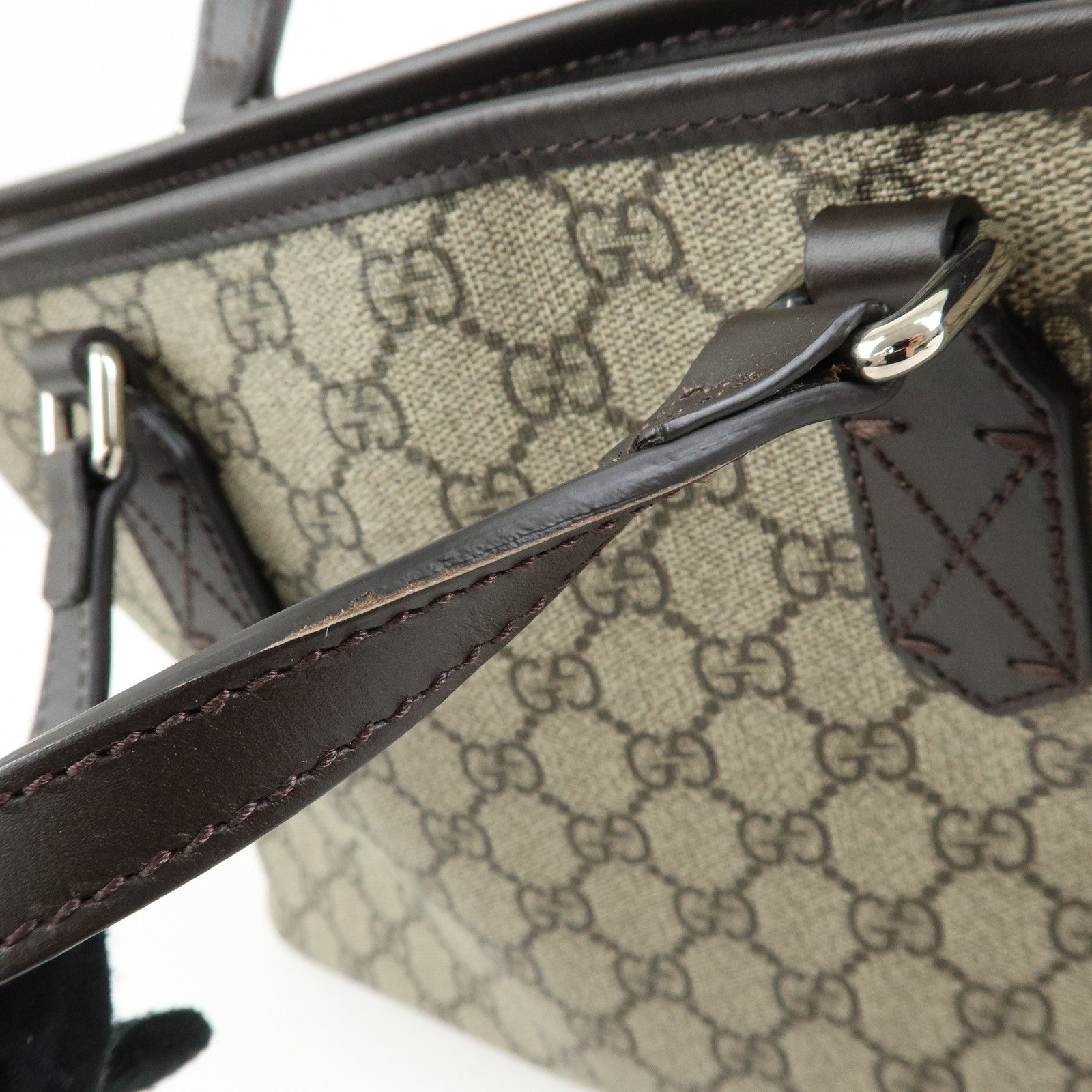 GUCCI GG Supreme 2Way Bag Hand Bag Shoulder Bag Beige Brown 429019