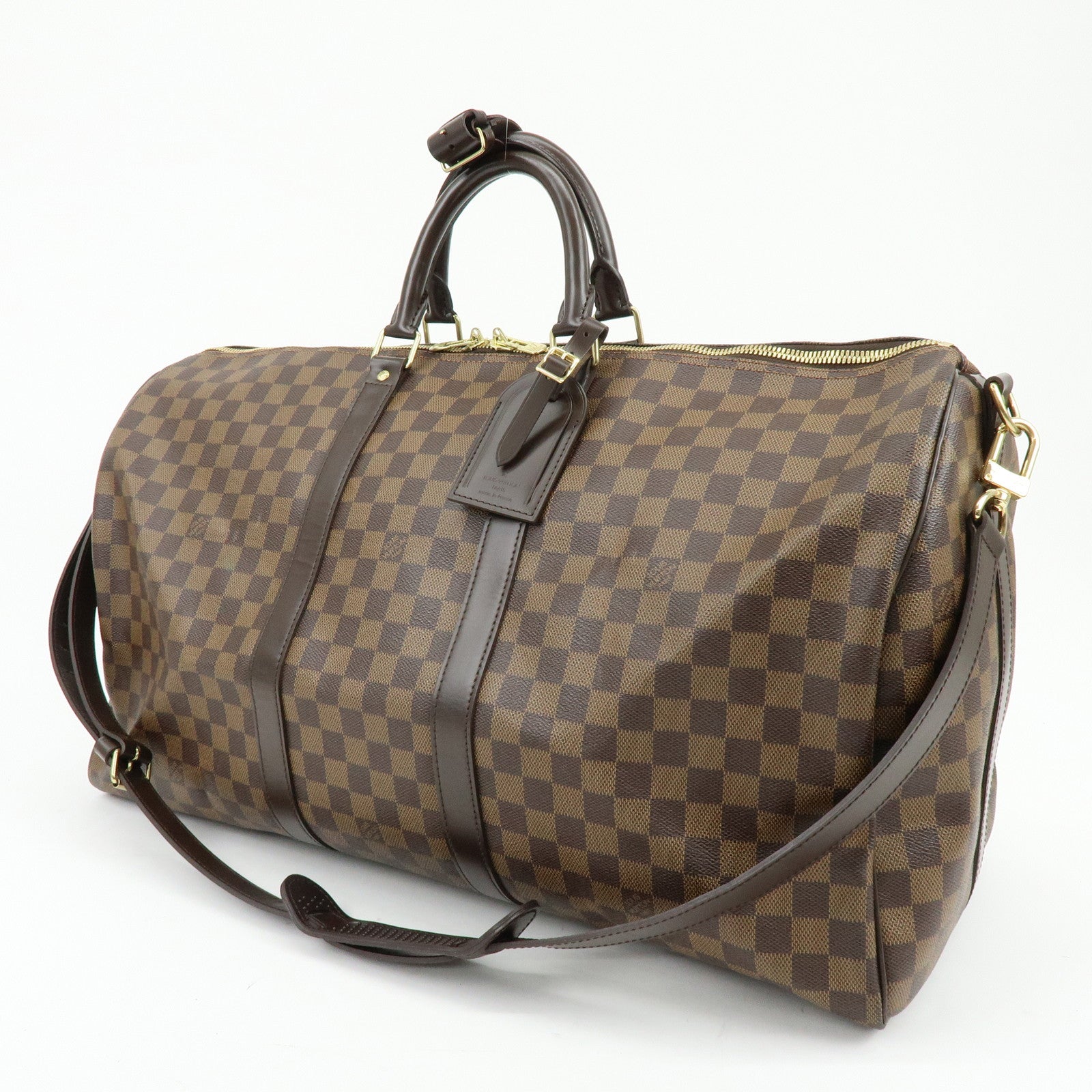 Louis Vuitton Damier Keep All Bandouliere 55 Travel Bag Brown N41414