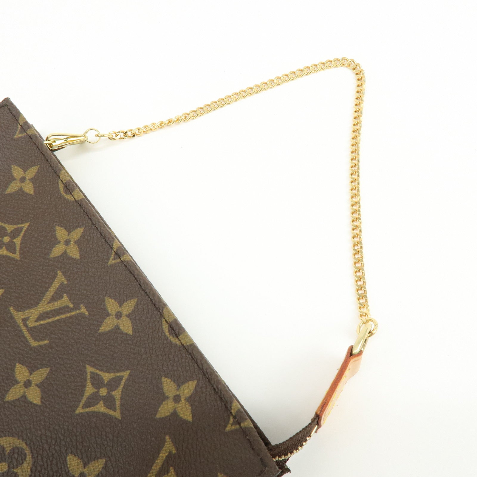 Louis Vuitton Monogram Leather Pouch for Baguette GM Brown Gold