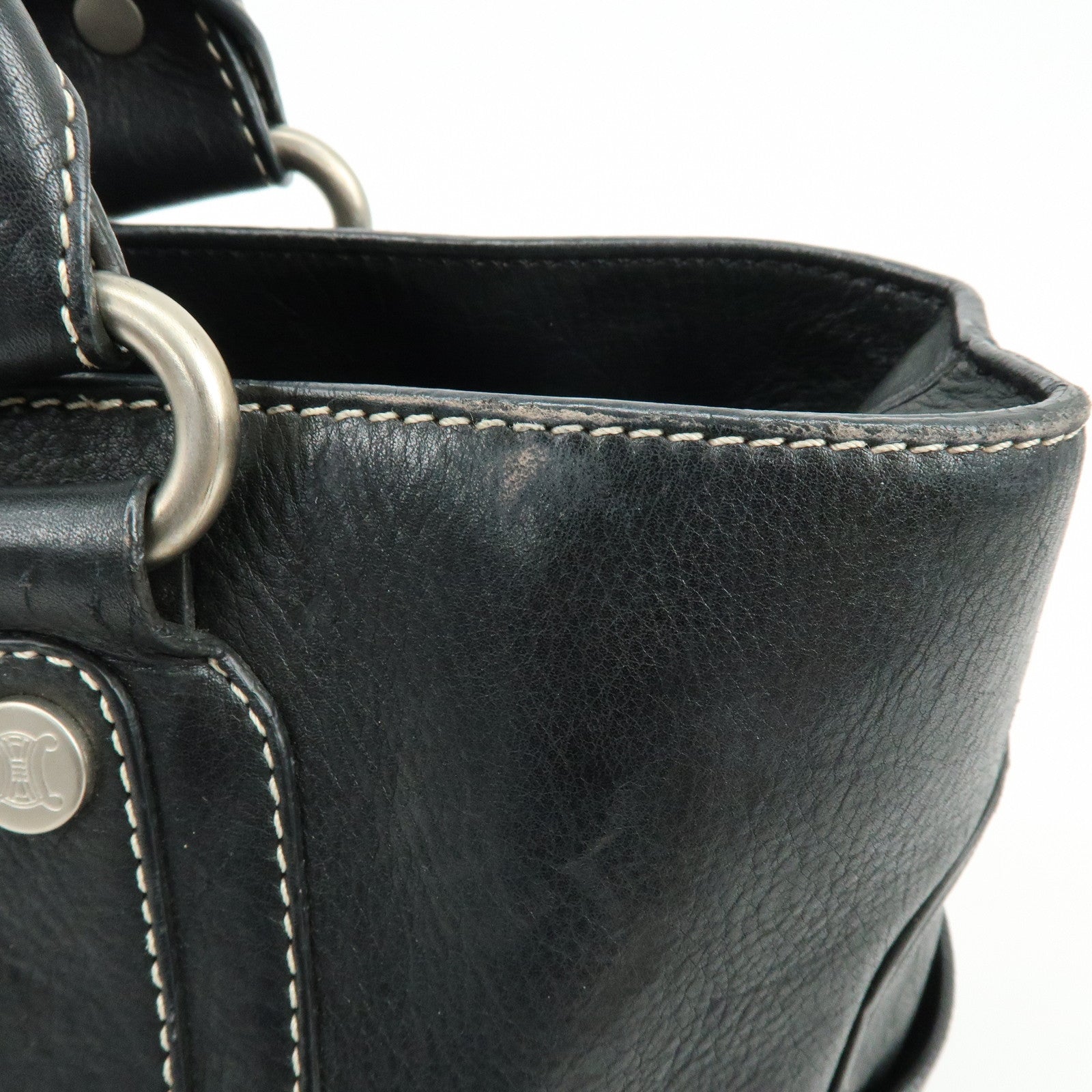 CELINE Macadam Boogie Bag Leather Hand Bag Tote Bag Black