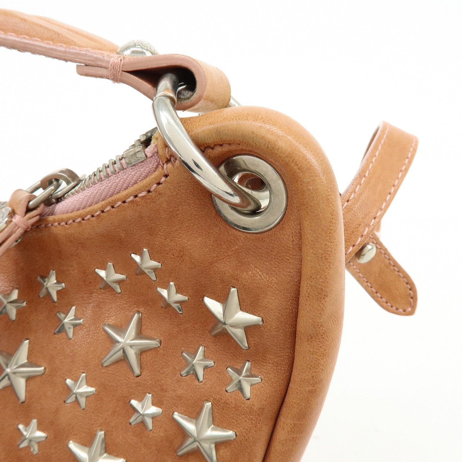 JIMMY CHOO Logo Star Studs Stella 2Way Bag Shoulder Bag Hand Bag Brown