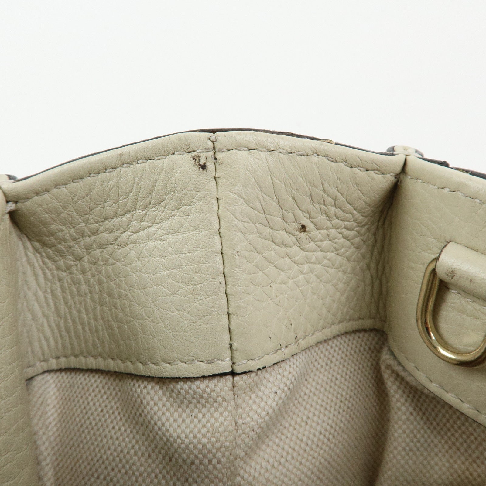 GUCCI Bamboo Mini Shopper Leather 2Way Bag Hand Bag White 368823