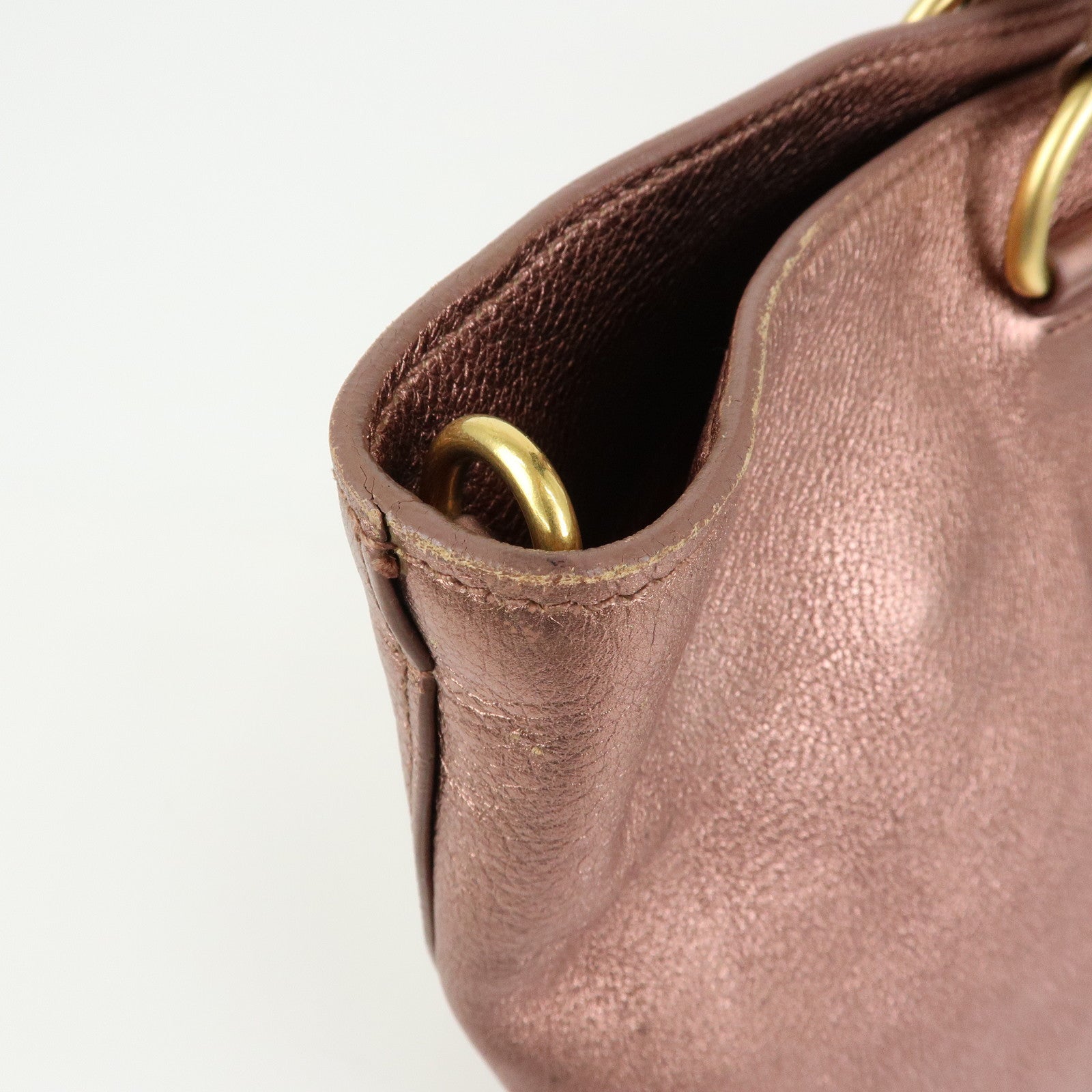 PRADA Vitello Daino Leather 2Way Tote Shoulder Bag Metallic Pink BN1713