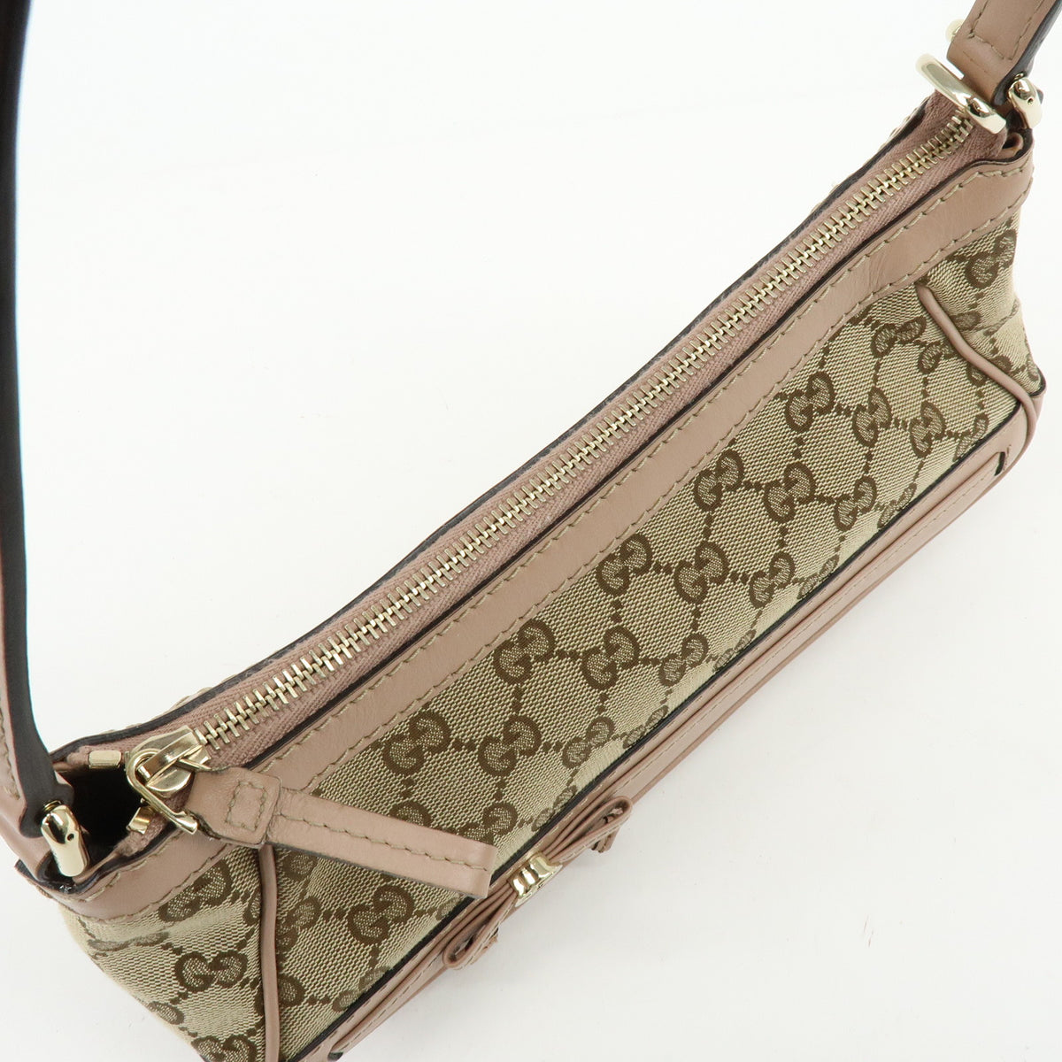 GUCCI Mayfair GG Canvas Leather Hand Bag Shoulder Bag Beige Pink 569893