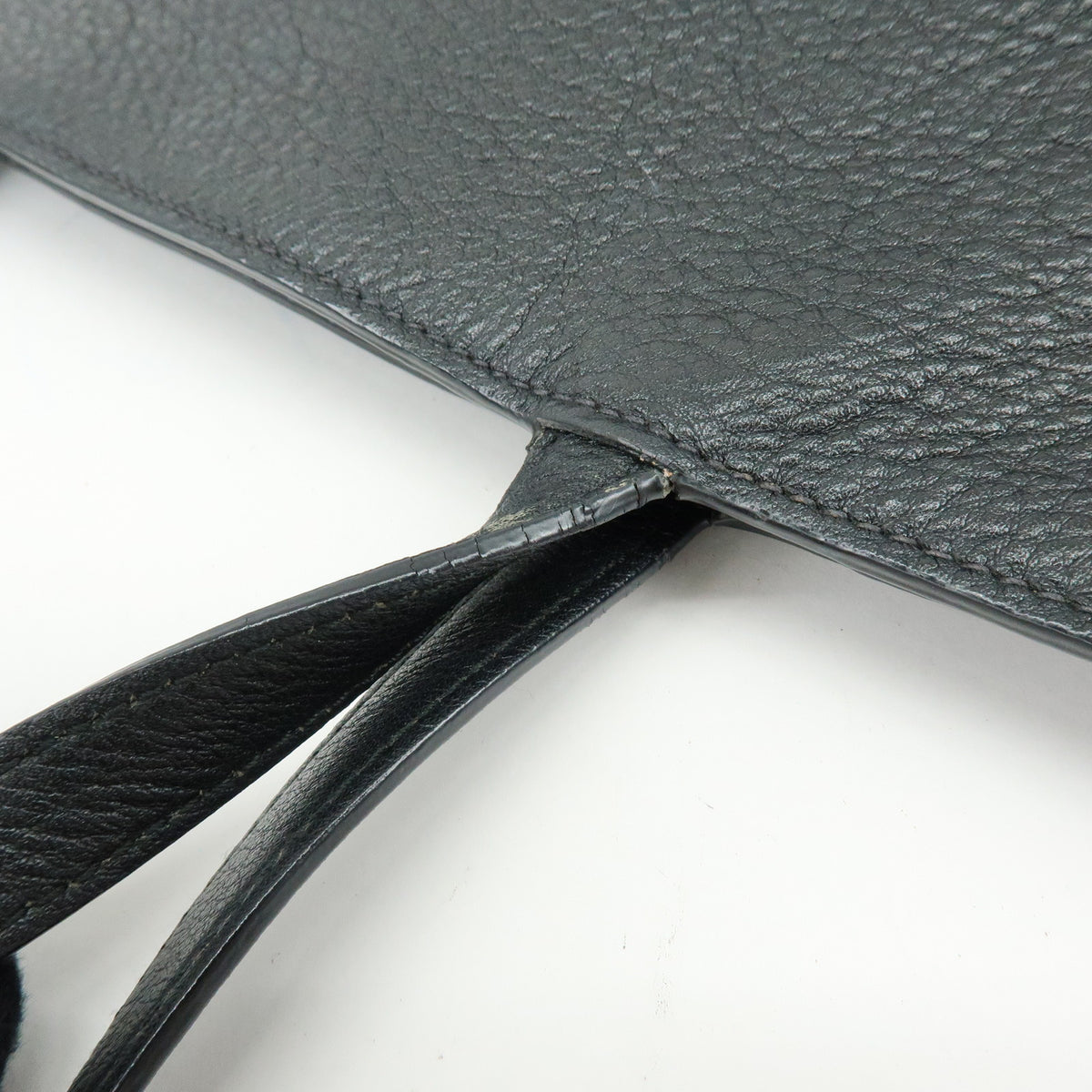 PRADA Logo Calf Leather Tote Bag Shoulder Bag Black