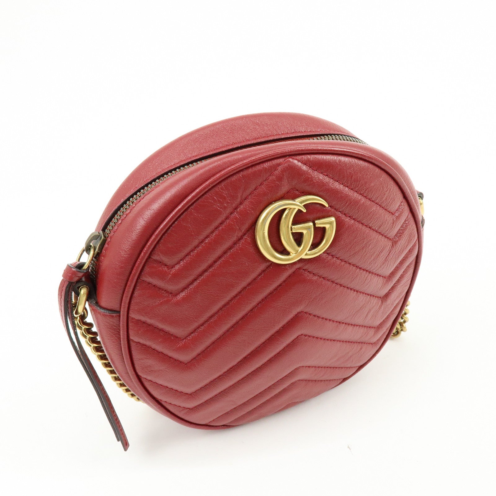 GUCCI GG Marmont Chevron Leather Chain Shoulder Bag Heart 550154