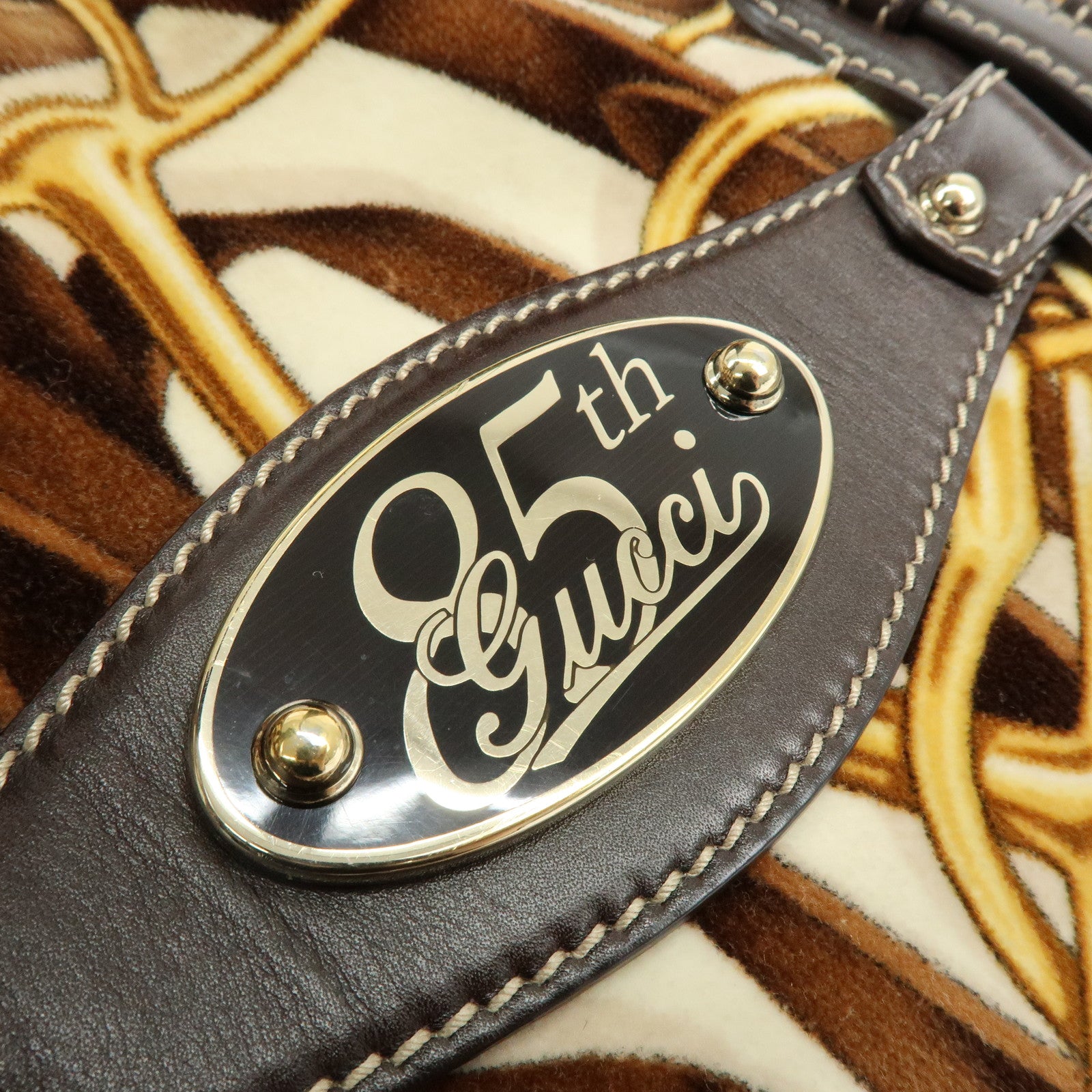 GUCCI 85th Anniversary Horsebit Velour Leather Shoulder Bag 163804