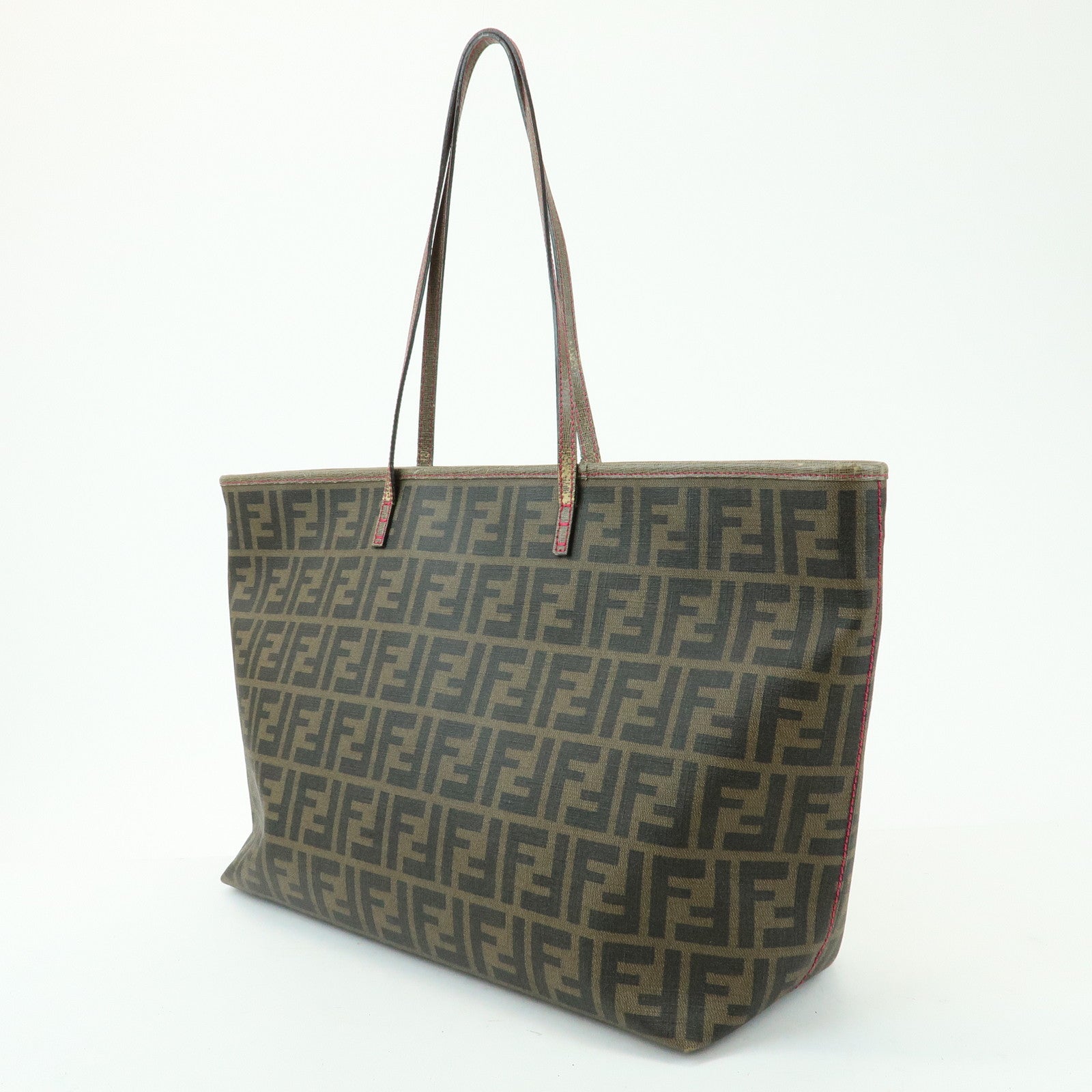 FENDI Zucca PVC Leather Tote Bag Shoulder Bag Hand Bag Brown 8BH185